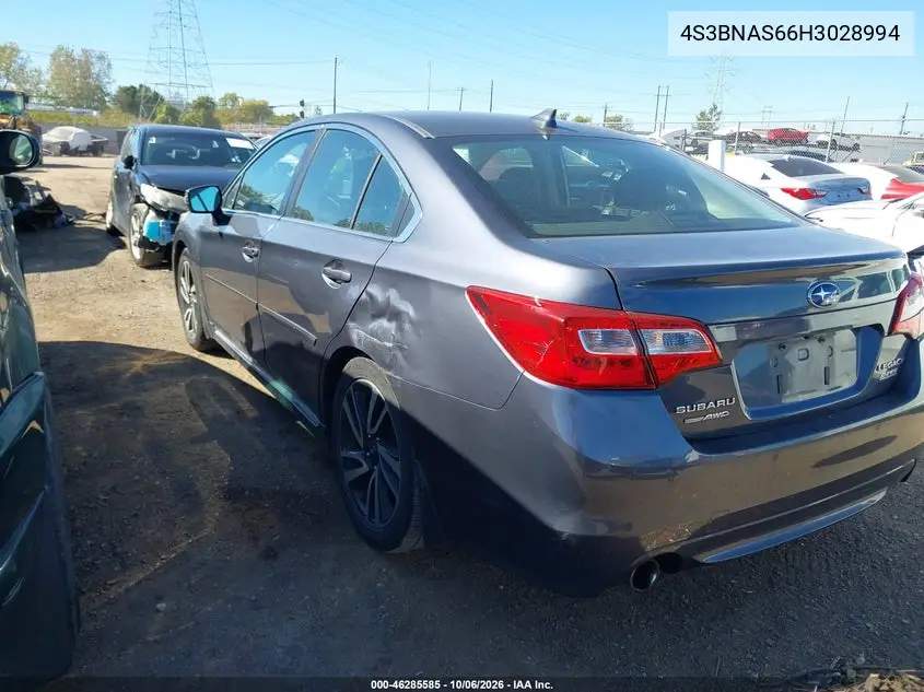 2017 SUBARU LEGACY VIN 4S3BNAS66H3028994 — фото 3