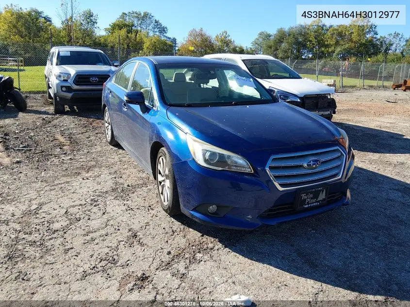 SUBARU LEGACY 2017, VIN 4S3BNAH64H3012977