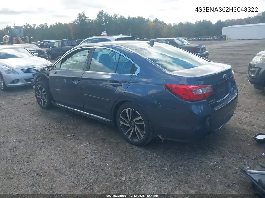 2017 SUBARU LEGACY VIN 4S3BNAS62H3048322 — фото 3
