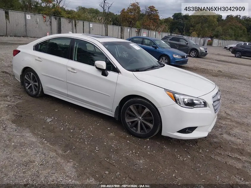 SUBARU LEGACY 2017, VIN 4S3BNAN6XH3042909