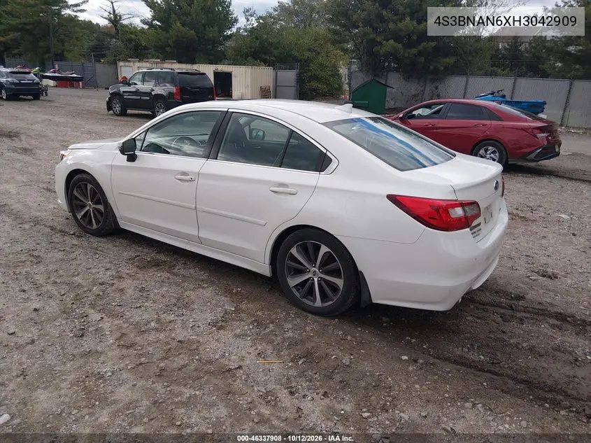 2017 SUBARU LEGACY VIN 4S3BNAN6XH3042909 — фото 3