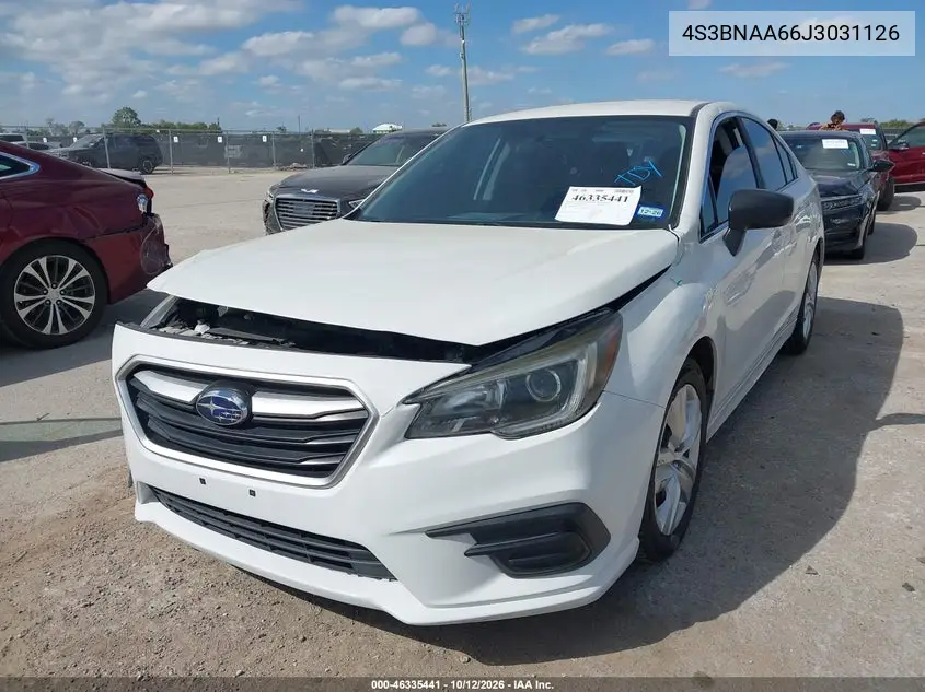 2018 SUBARU LEGACY VIN 4S3BNAA66J3031126 — фото 2