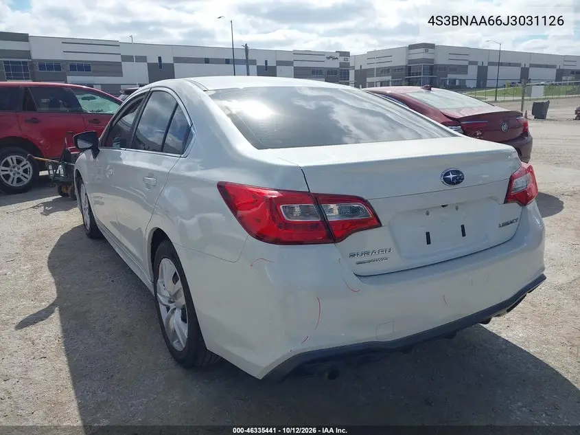 2018 SUBARU LEGACY VIN 4S3BNAA66J3031126 — фото 3
