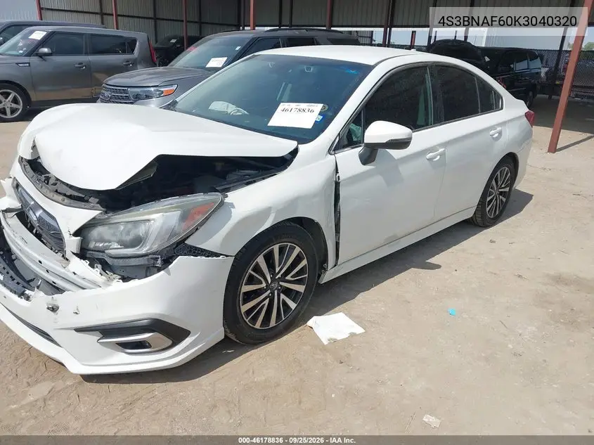 2019 SUBARU LEGACY VIN 4S3BNAF60K3040320 — фото 2