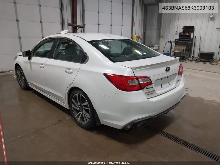 2019 SUBARU LEGACY VIN 4S3BNAS68K3003103 — фото 3