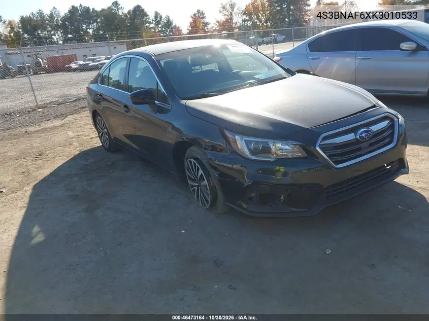 SUBARU LEGACY 2019, VIN 4S3BNAF6XK3010533