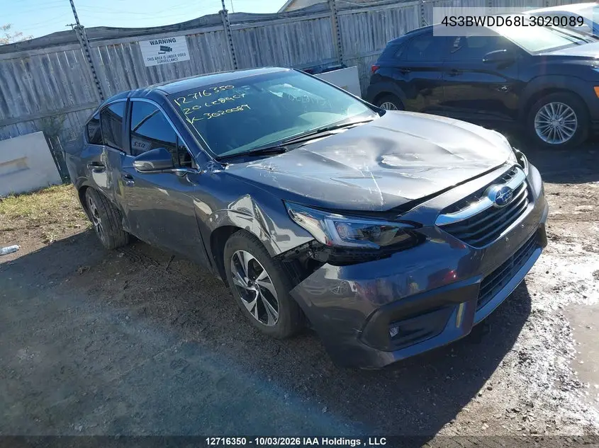 SUBARU LEGACY 2020, VIN 4S3BWDD68L3020089