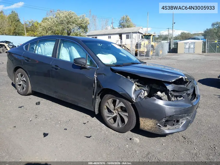 SUBARU LEGACY 2022, VIN 4S3BWAC64N3005933