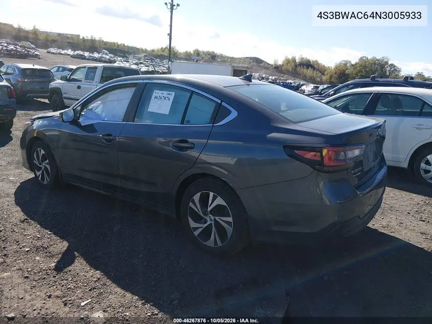 2022 SUBARU LEGACY VIN 4S3BWAC64N3005933 — фото 3