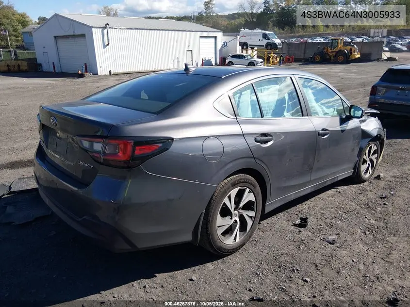 2022 SUBARU LEGACY VIN 4S3BWAC64N3005933 — фото 4