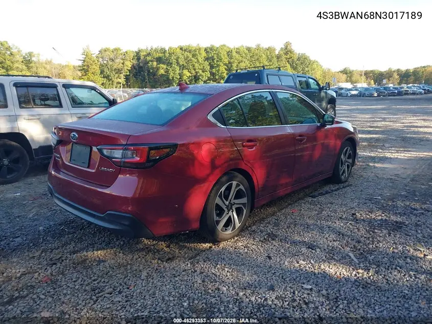 2022 SUBARU LEGACY VIN 4S3BWAN68N3017189 — фото 4