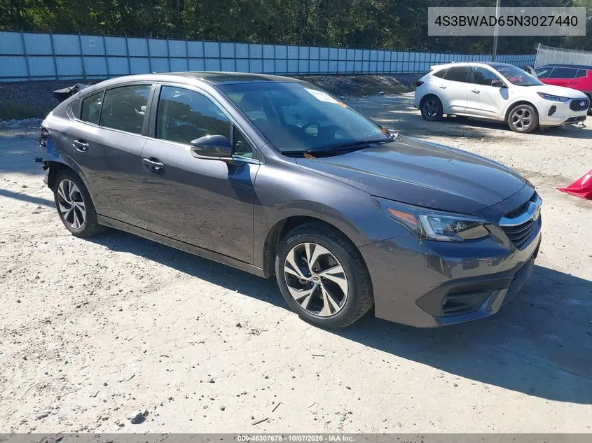 SUBARU LEGACY 2022, VIN 4S3BWAD65N3027440