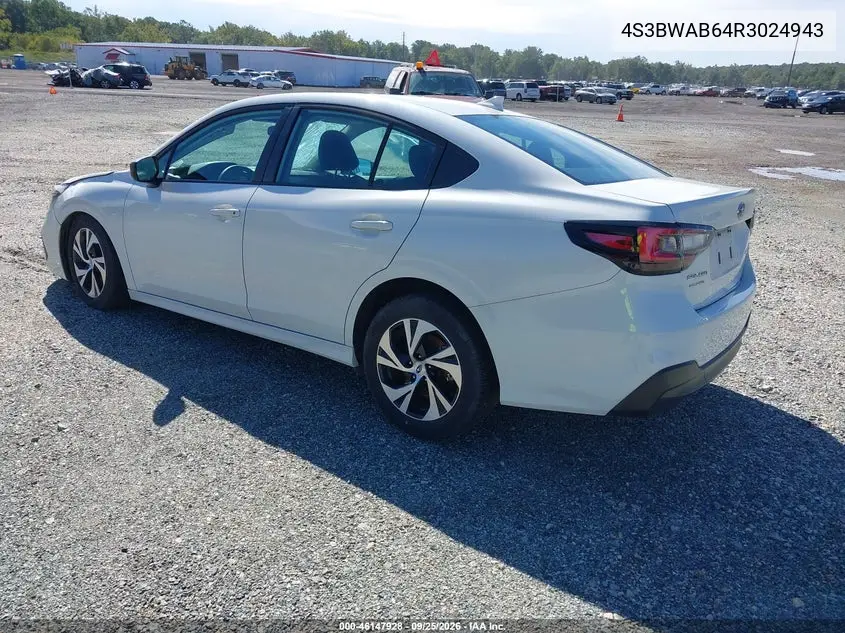 2024 SUBARU LEGACY VIN 4S3BWAB64R3024943 — фото 3