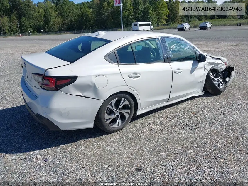 2024 SUBARU LEGACY VIN 4S3BWAB64R3024943 — фото 4