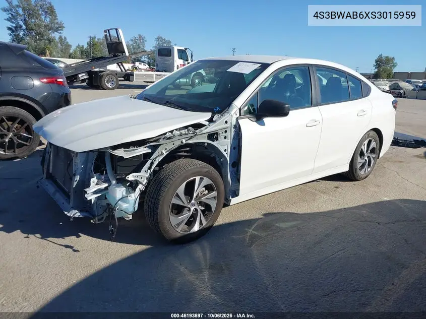 2025 SUBARU LEGACY VIN 4S3BWAB6XS3015959 — фото 2