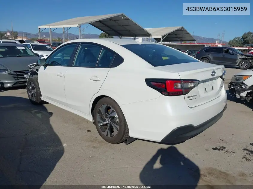 2025 SUBARU LEGACY VIN 4S3BWAB6XS3015959 — фото 3