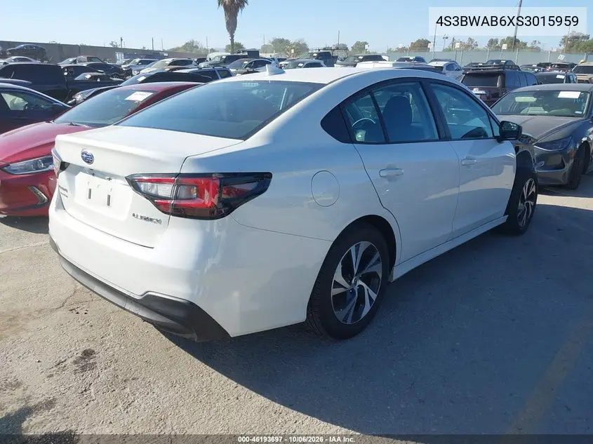 2025 SUBARU LEGACY VIN 4S3BWAB6XS3015959 — фото 4