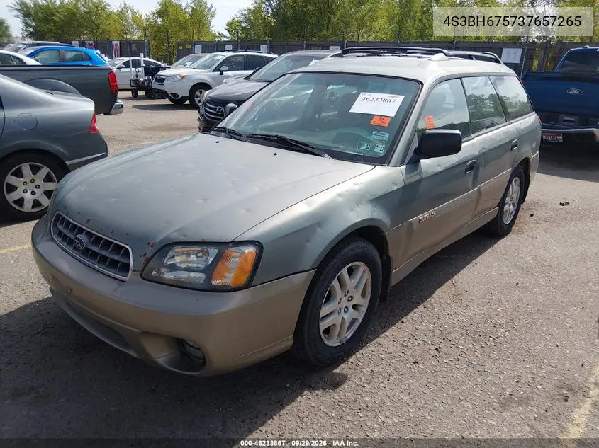 2003 SUBARU OUTBACK VIN 4S3BH675737657265 — фото 2