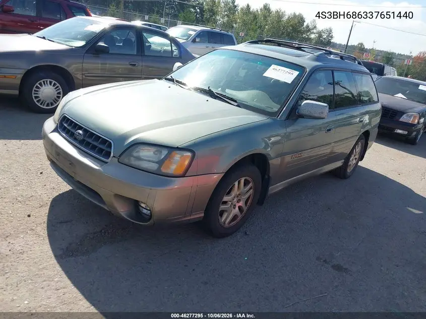 2003 SUBARU OUTBACK VIN 4S3BH686337651440 — фото 2