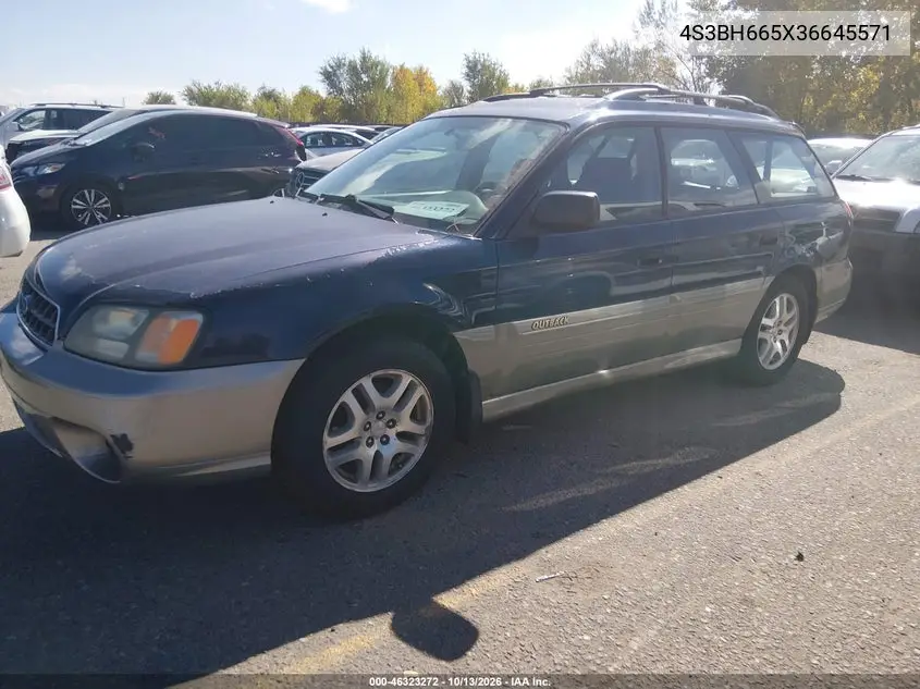 2003 SUBARU OUTBACK VIN 4S3BH665X36645571 — фото 2