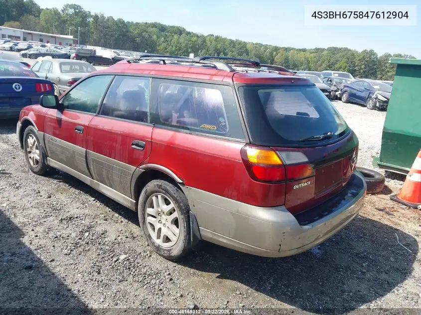2004 SUBARU OUTBACK VIN 4S3BH675847612904 — фото 3