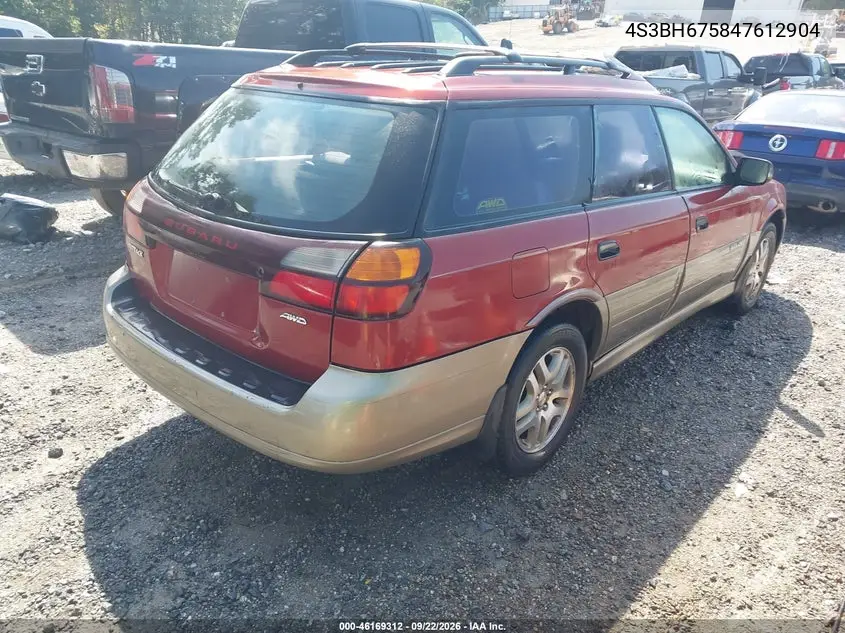 2004 SUBARU OUTBACK VIN 4S3BH675847612904 — фото 4