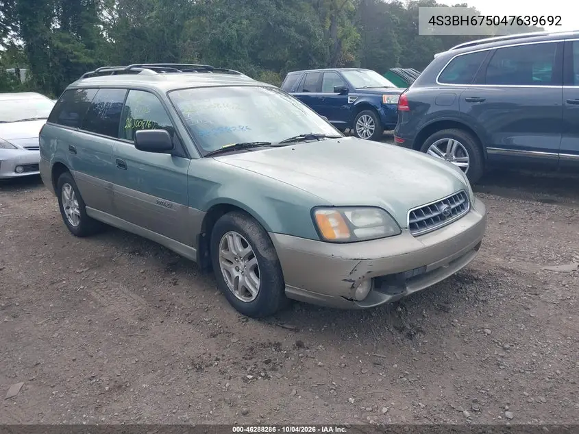 SUBARU OUTBACK 2004, VIN 4S3BH675047639692