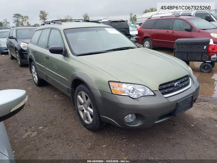 SUBARU OUTBACK 2006, VIN 4S4BP61C067325260