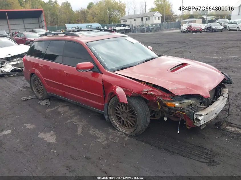 SUBARU OUTBACK 2006, VIN 4S4BP67C664300016