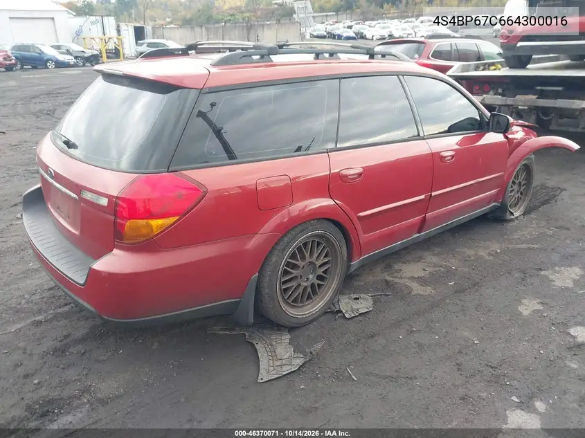 2006 SUBARU OUTBACK VIN 4S4BP67C664300016 — фото 4