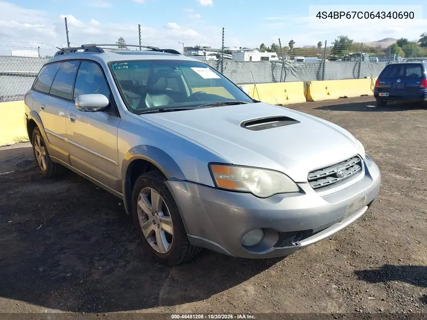 SUBARU OUTBACK 2006, VIN 4S4BP67C064340690