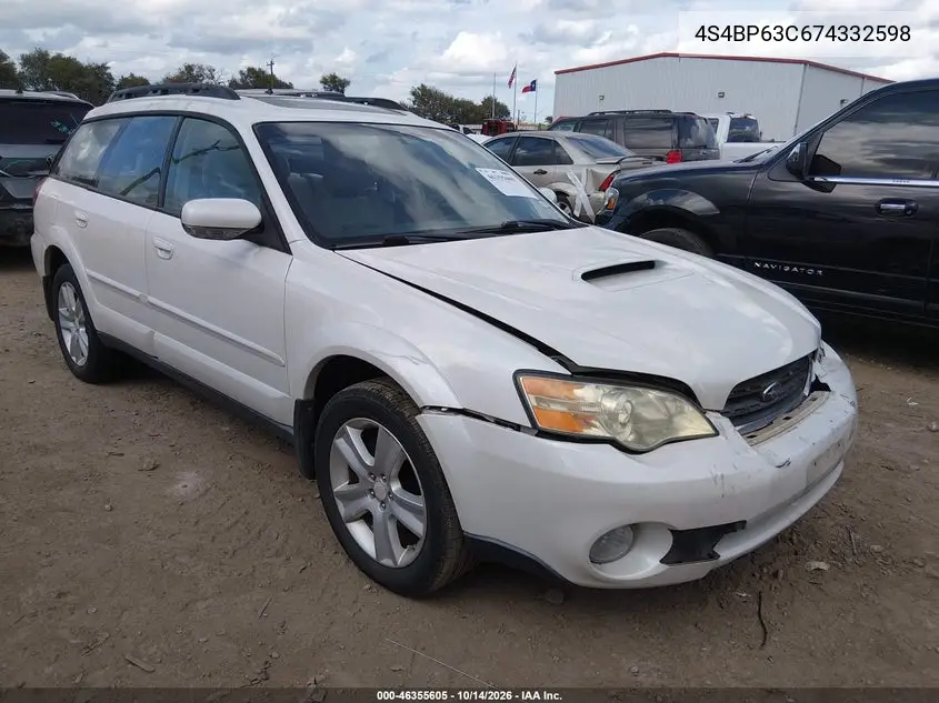 SUBARU OUTBACK 2007, VIN 4S4BP63C674332598