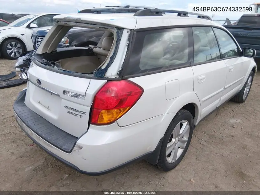 2007 SUBARU OUTBACK VIN 4S4BP63C674332598 — фото 4
