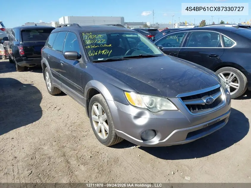 SUBARU OUTBACK 2008, VIN 4S4BP61CX87330727