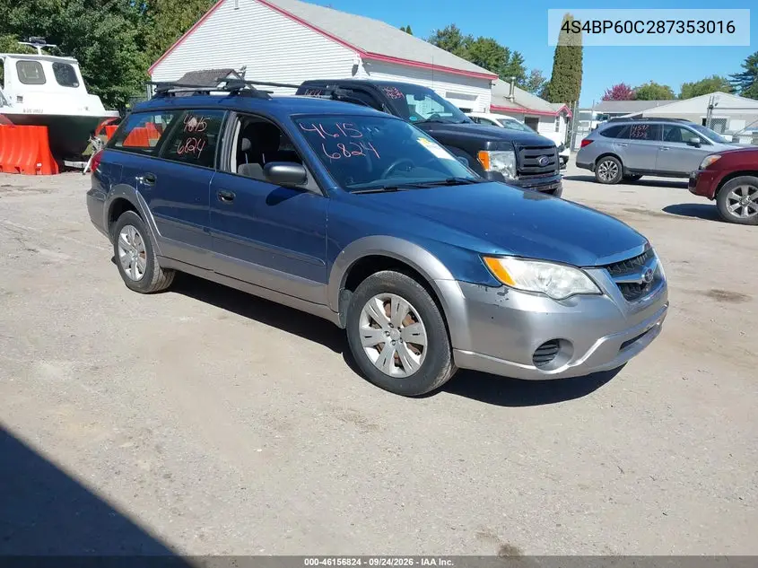 SUBARU OUTBACK 2008, VIN 4S4BP60C287353016