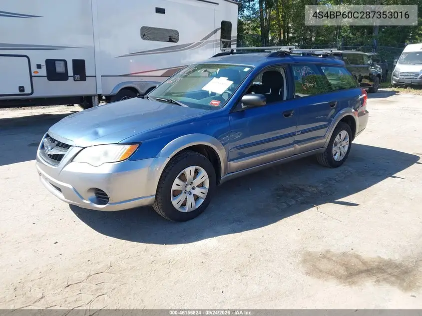 2008 SUBARU OUTBACK VIN 4S4BP60C287353016 — фото 2
