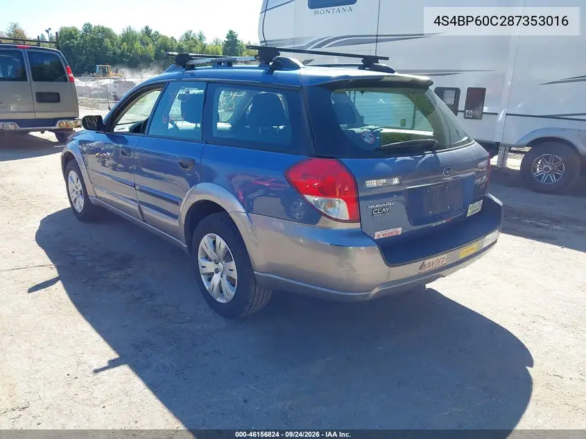 2008 SUBARU OUTBACK VIN 4S4BP60C287353016 — фото 3