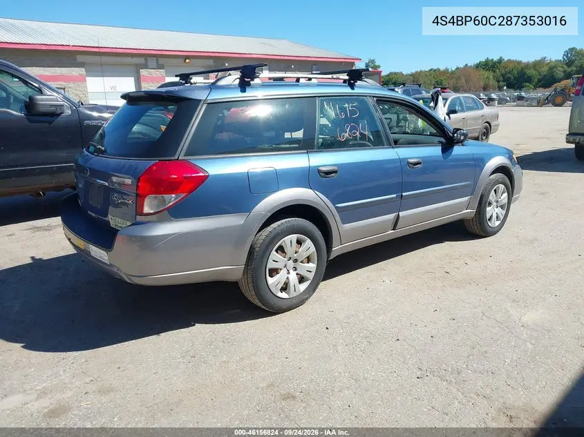 2008 SUBARU OUTBACK VIN 4S4BP60C287353016 — фото 4