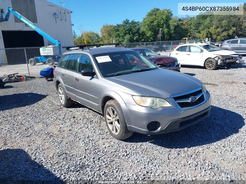 SUBARU OUTBACK 2008, VIN 4S4BP60CX87355984