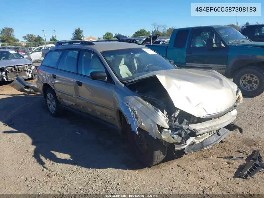 SUBARU OUTBACK 2008, VIN 4S4BP60C587308183
