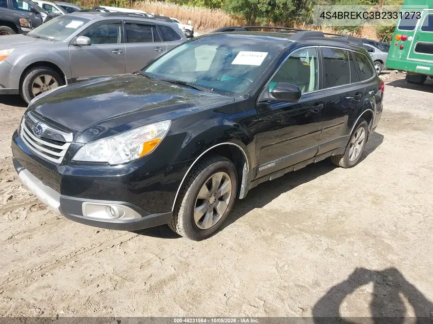 2011 SUBARU OUTBACK VIN 4S4BREKC3B2331273 — фото 2