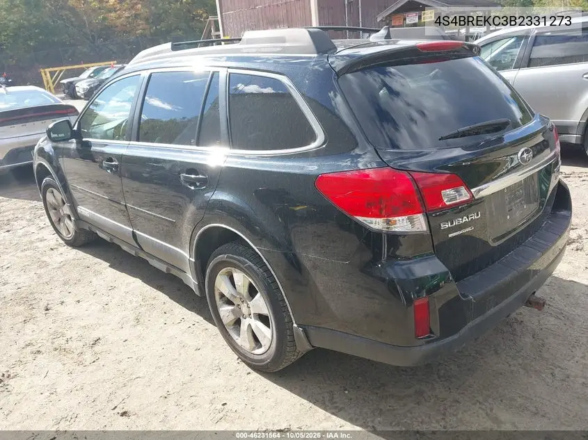2011 SUBARU OUTBACK VIN 4S4BREKC3B2331273 — фото 3