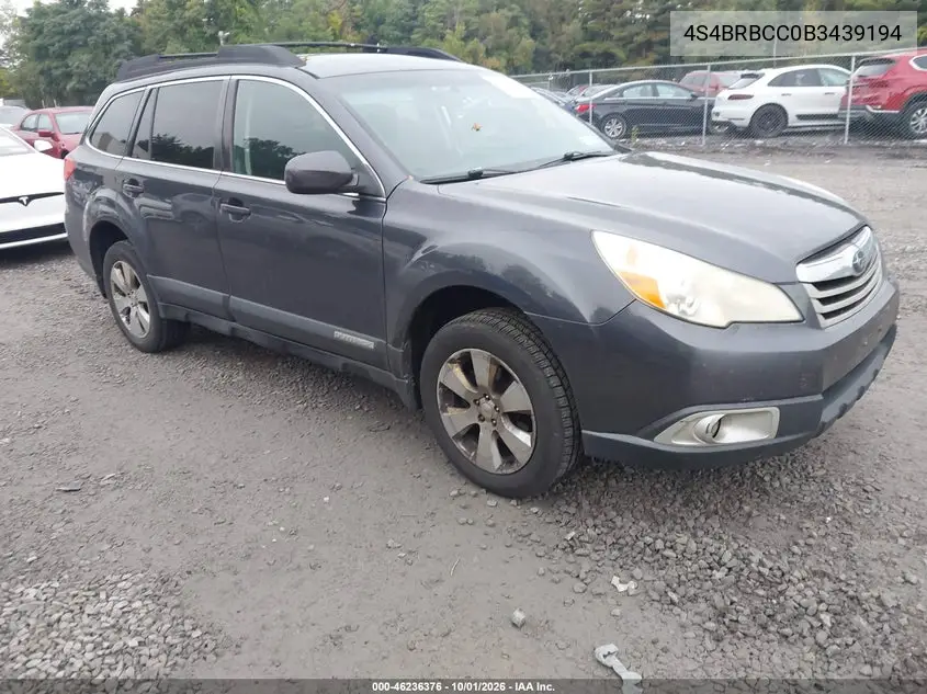 SUBARU OUTBACK 2011, VIN 4S4BRBCC0B3439194