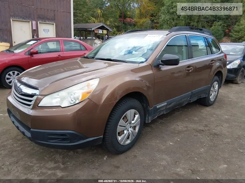 2011 SUBARU OUTBACK VIN 4S4BRBAC4B3396871 — фото 2
