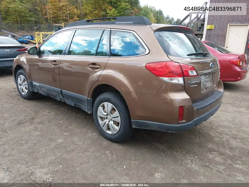 2011 SUBARU OUTBACK VIN 4S4BRBAC4B3396871 — фото 3