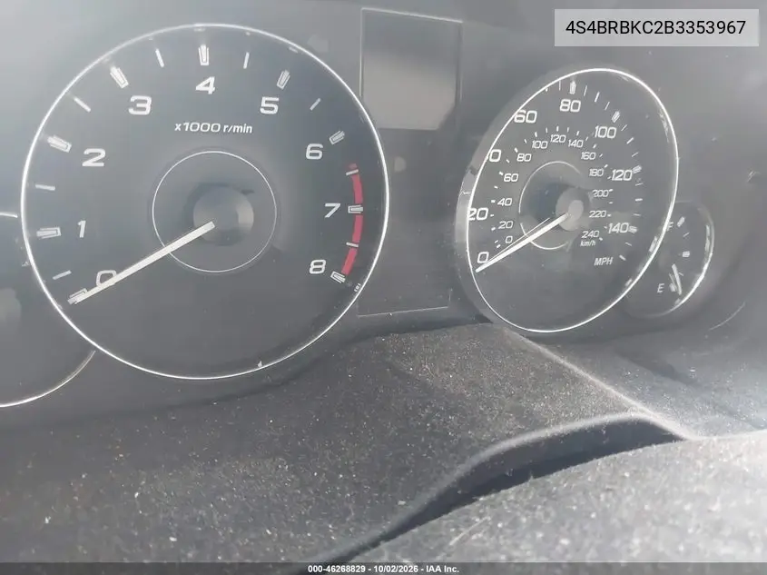 2011 SUBARU OUTBACK VIN 4S4BRBKC2B3353967 — фото 7