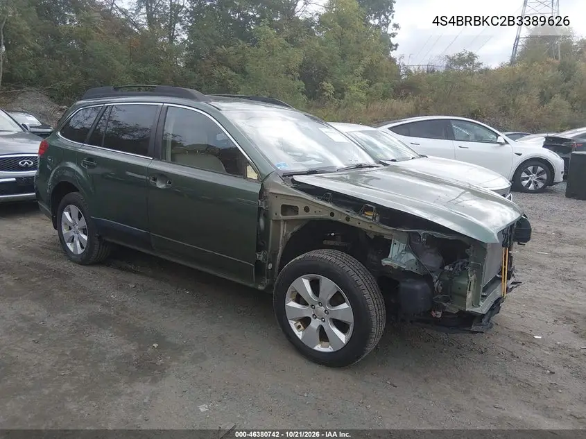 SUBARU OUTBACK 2011, VIN 4S4BRBKC2B3389626
