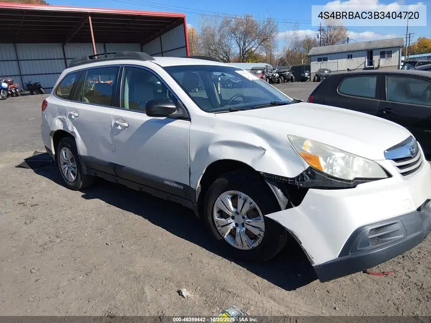 SUBARU OUTBACK 2011, VIN 4S4BRBAC3B3404720