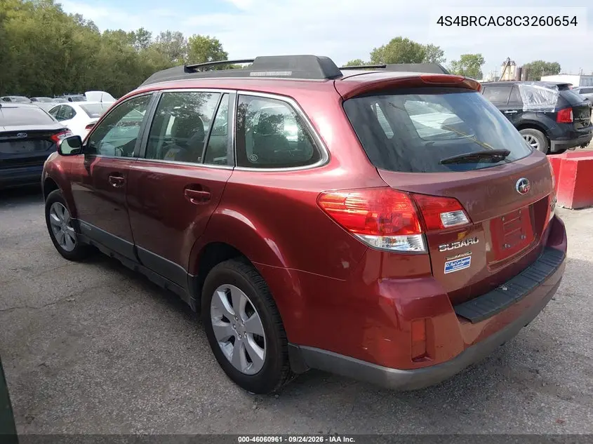 2012 SUBARU OUTBACK VIN 4S4BRCAC8C3260654 — фото 3