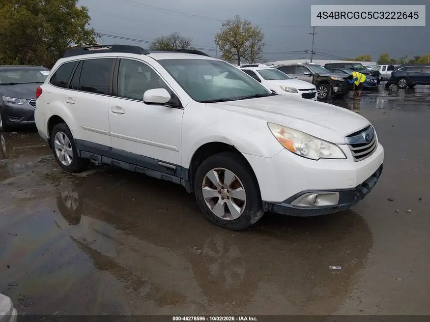 SUBARU OUTBACK 2012, VIN 4S4BRCGC5C3222645